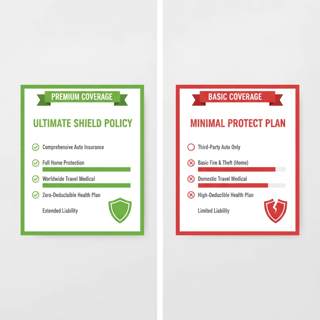 Side-by-side comparison of two auto insurance policy documents highlighting coverage differences