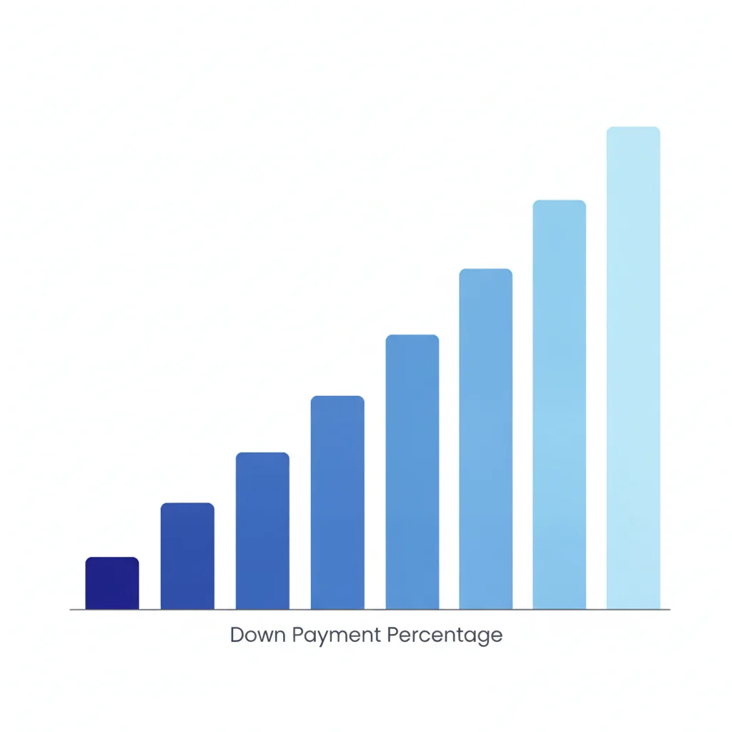 Bar chart illustrating how loan-to-value ratio decreases as down payment percentage increases