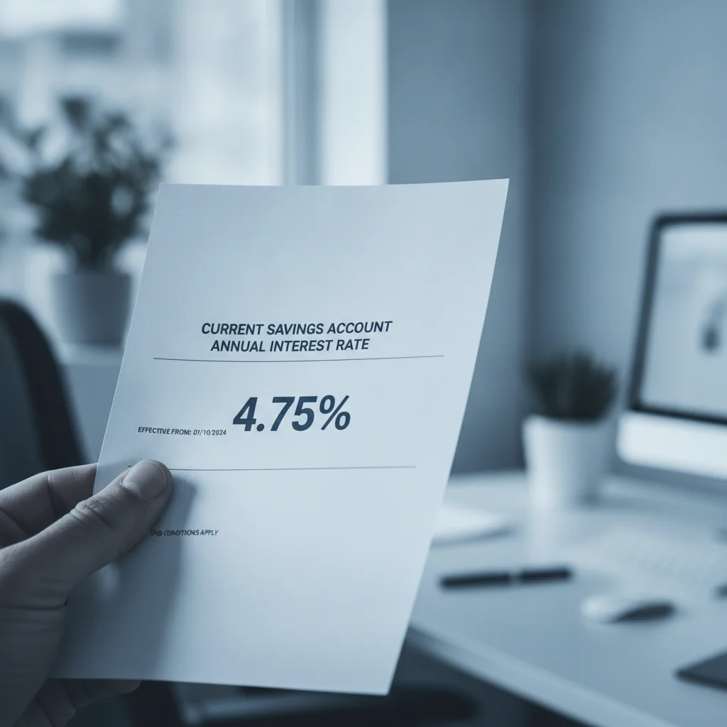 Close-up of a bank interest rate document showing an APR percentage figure