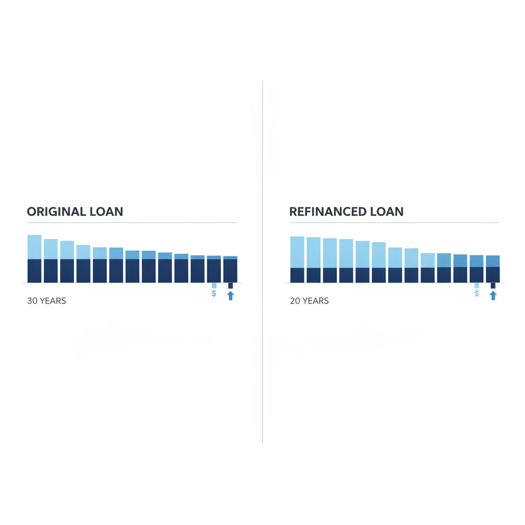 Side-by-side comparison diagram showing how interest and principal change when refinancing an auto loan