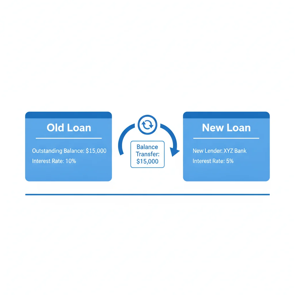 Diagram illustrating how a new auto loan replaces an old loan during refinancing