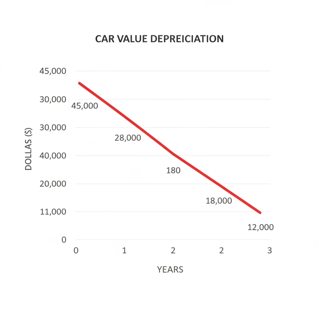 Graph showing steep car value decline during the first three years of ownership