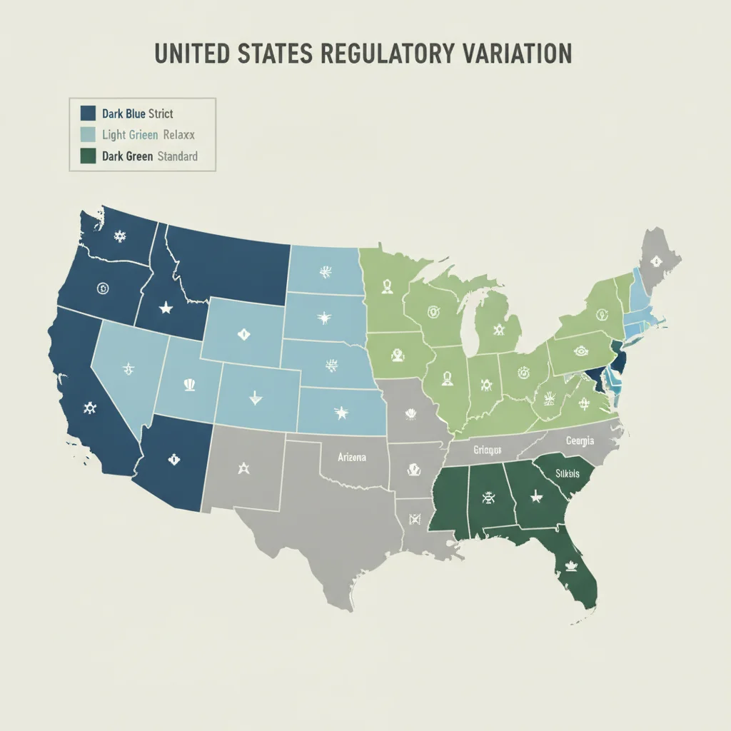 Map of the United States showing state-by-state regulatory variation in vehicle title transfers.