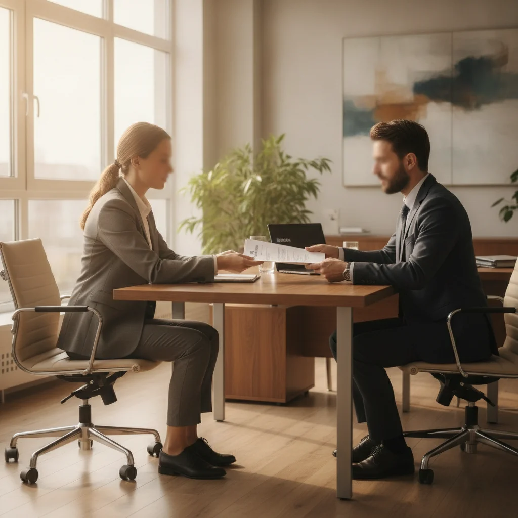 Car buyer meeting with a bank loan officer to secure a preapproval before visiting a dealership