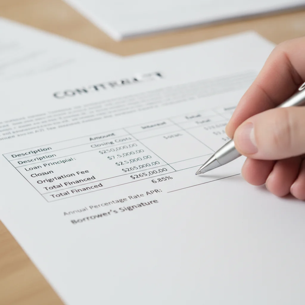 Close-up of a Retail Installment Sales Contract with APR field and signature line visible