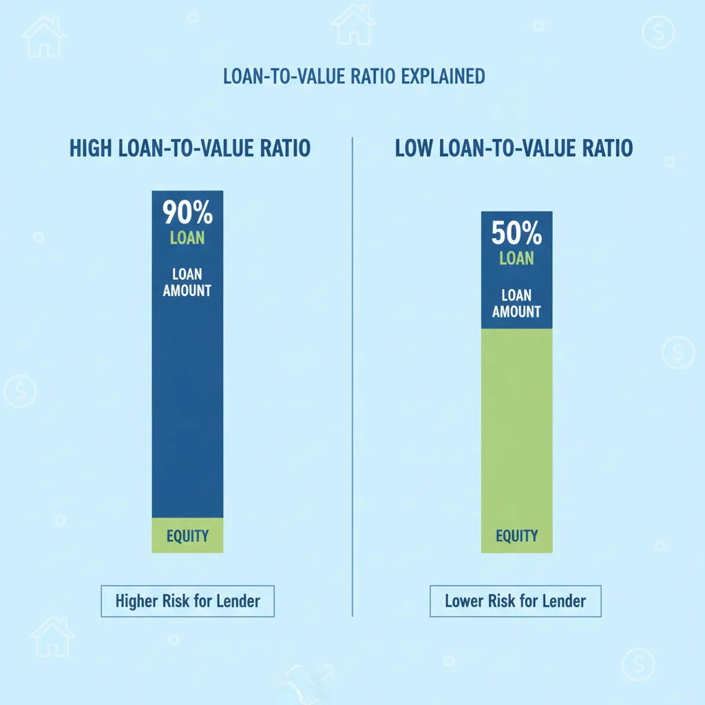 Infographic comparing high and low loan-to-value ratios for a car loan with bad credit