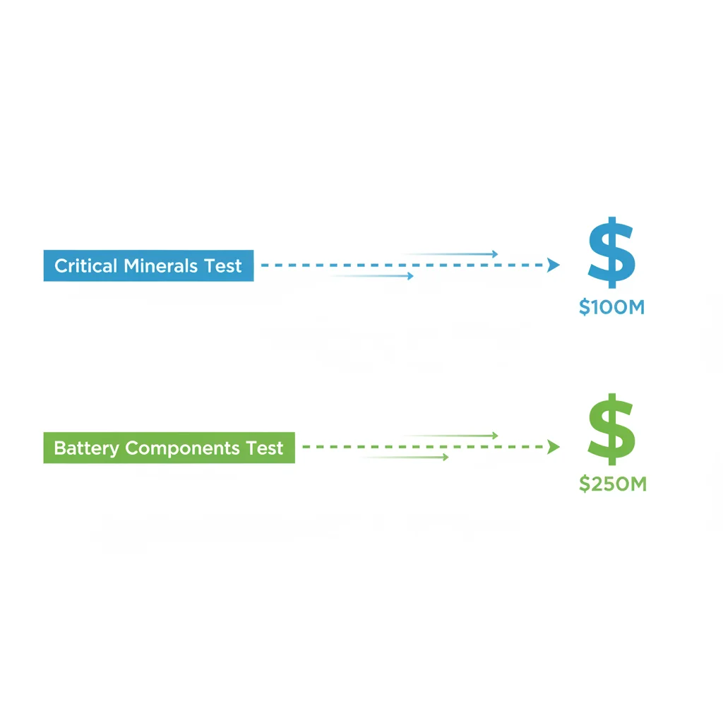 Infographic showing the two IRA battery sourcing tests splitting the $7,500 EV tax credit into two halves