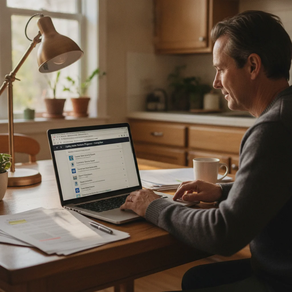 Person researching EV incentive programs on a laptop with multiple tabs showing rebate and grant sites