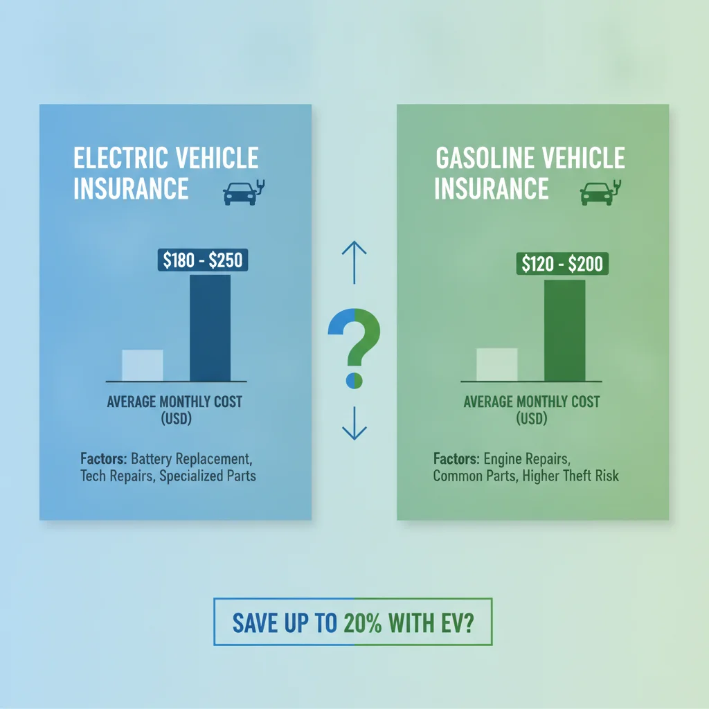 Bar chart comparing insurance premium costs between electric vehicles and gasoline vehicles