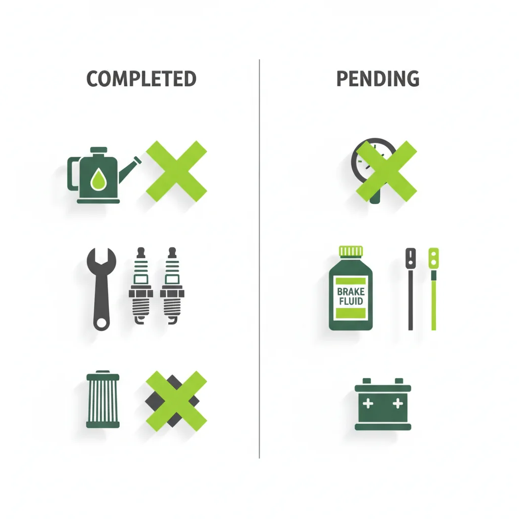 Visual comparison of eliminated versus remaining EV maintenance tasks shown as flat-lay icons