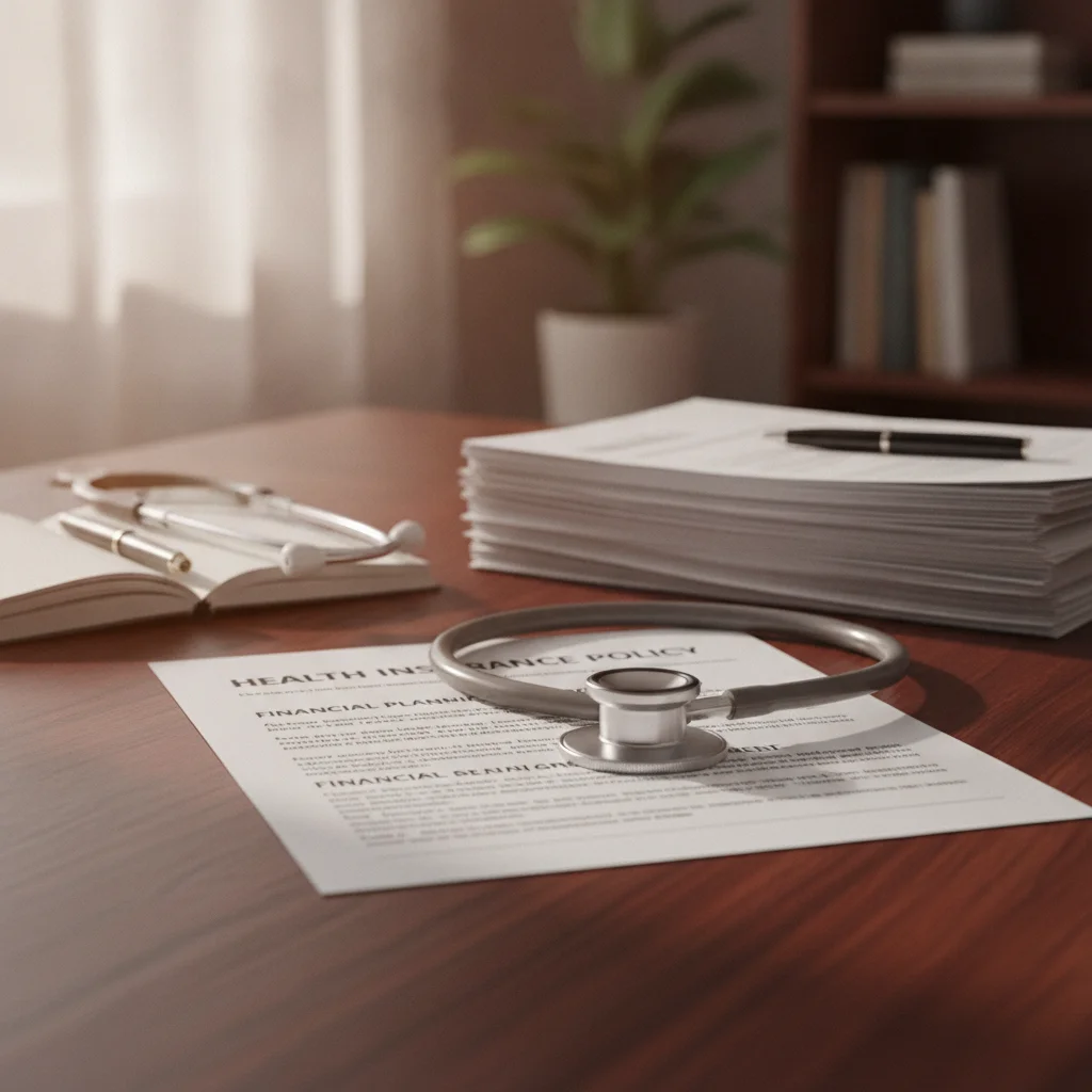 Insurance policy documents alongside a stethoscope representing personal injury protection coverage