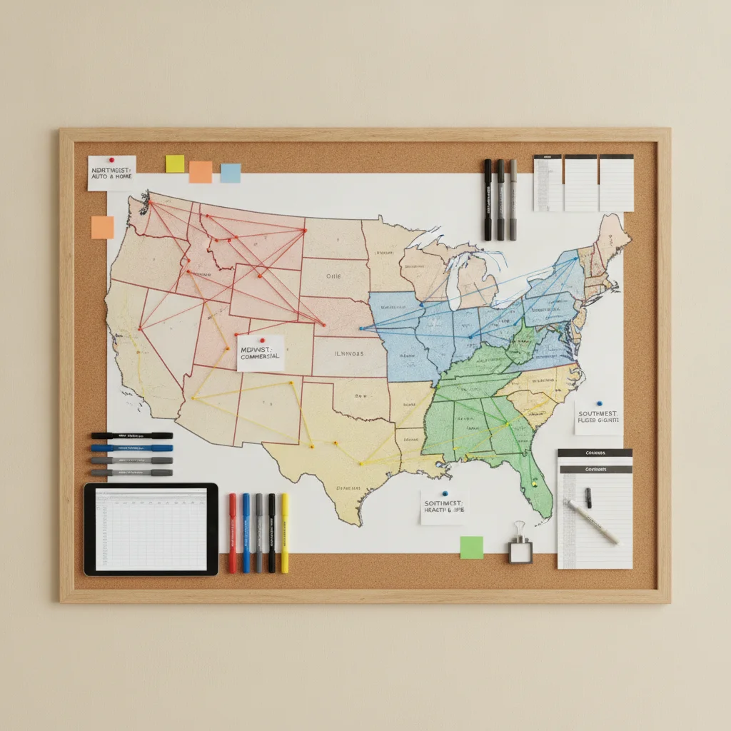 US map with markers highlighting states that use no-fault versus fault-based auto insurance systems