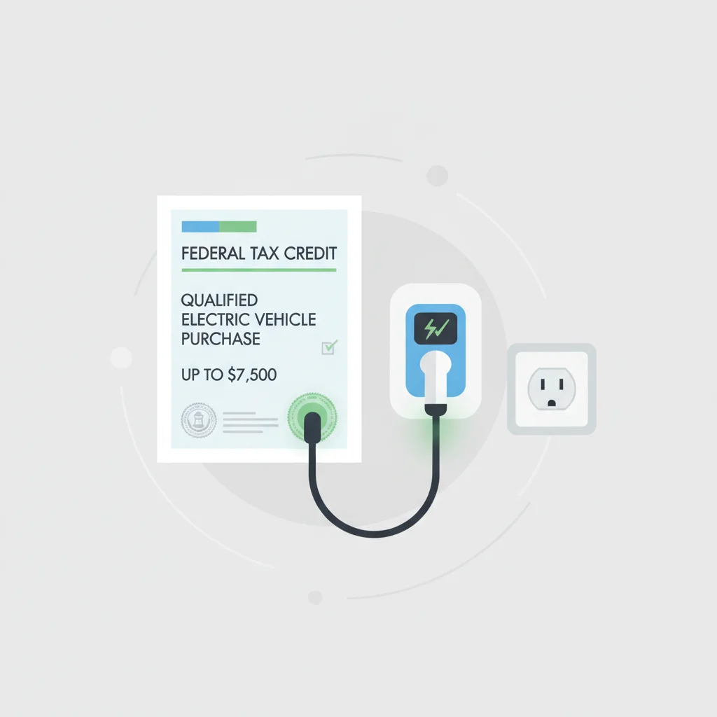 Illustrated diagram showing the connection between federal tax credits and EV home charger installation