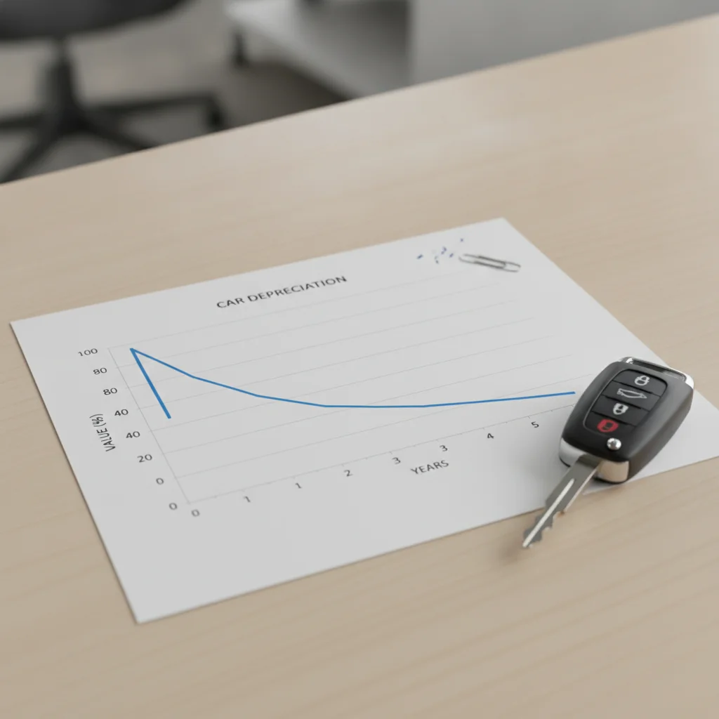 Depreciation curve chart showing rapid vehicle value loss in the first year of ownership