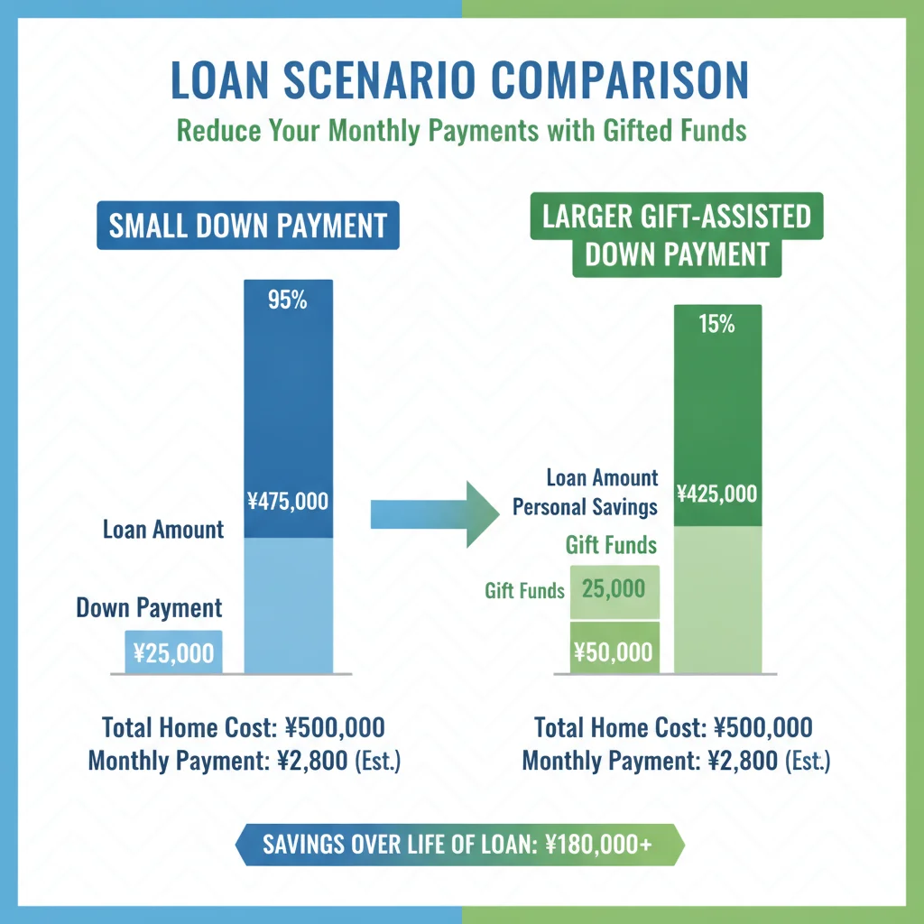 A bar chart comparing total interest paid with a small versus large down payment on a car loan