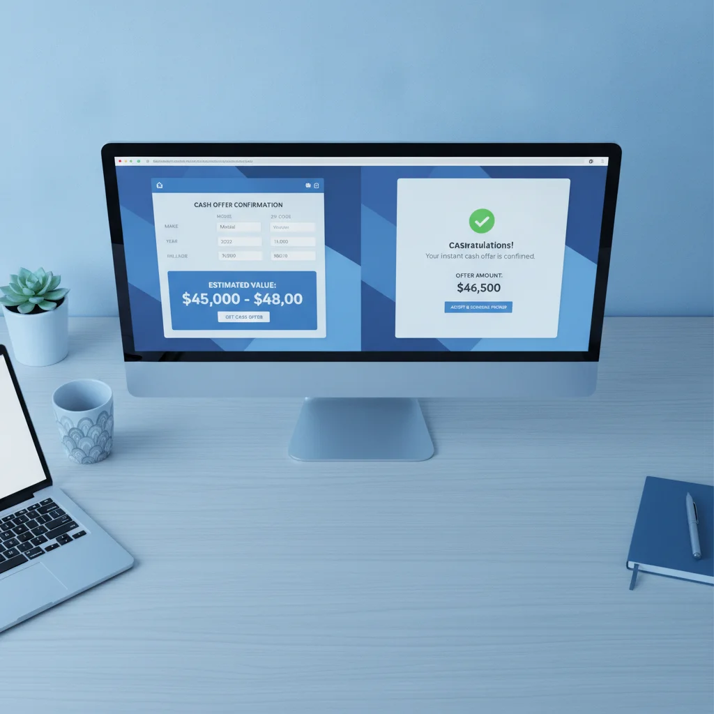 Two browser windows side by side showing a market valuation tool and an instant cash offer result