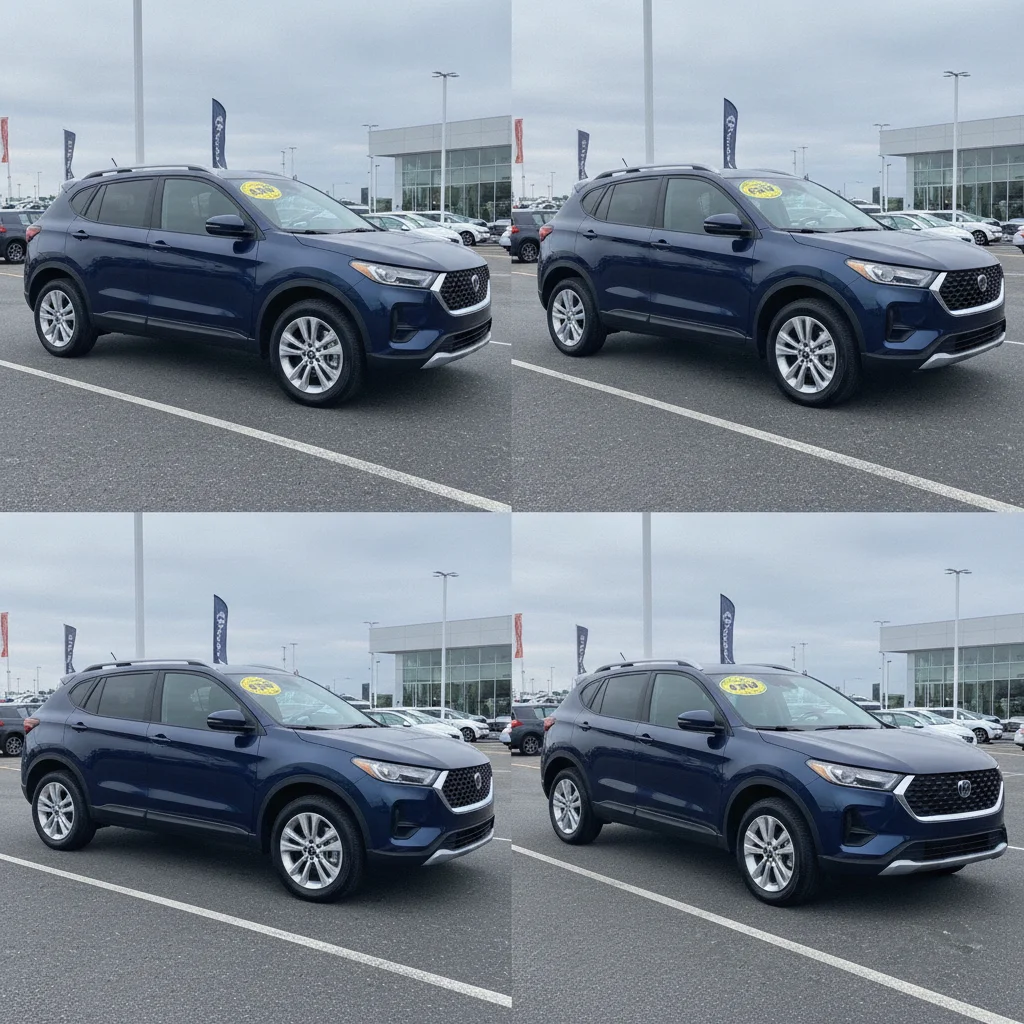 Two similar used crossover SUVs side by side on a dealer lot, one certified pre-owned and one standard used