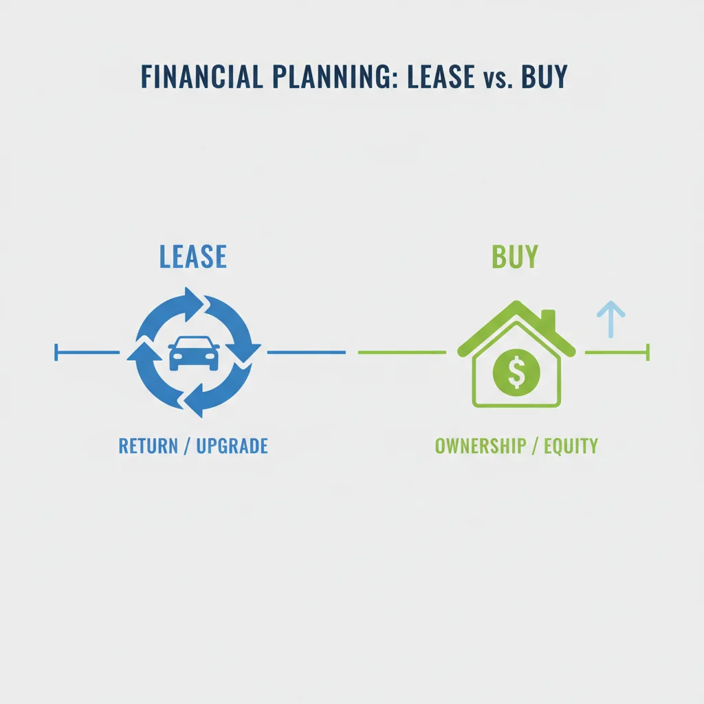 Illustration comparing the lease cycle path versus the ownership equity path for new car buyers
