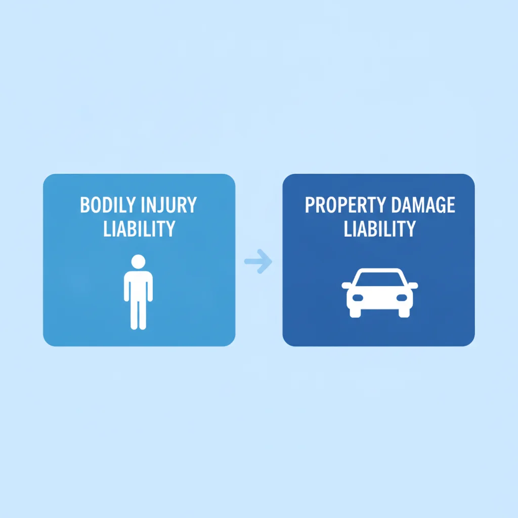Diagram showing the two components of liability coverage: bodily injury and property damage