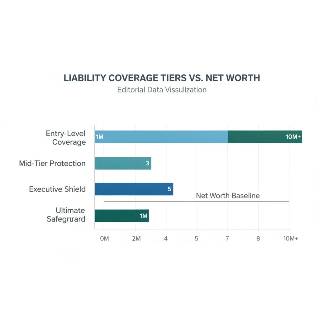 Bar chart comparing different liability insurance coverage levels against personal net worth values
