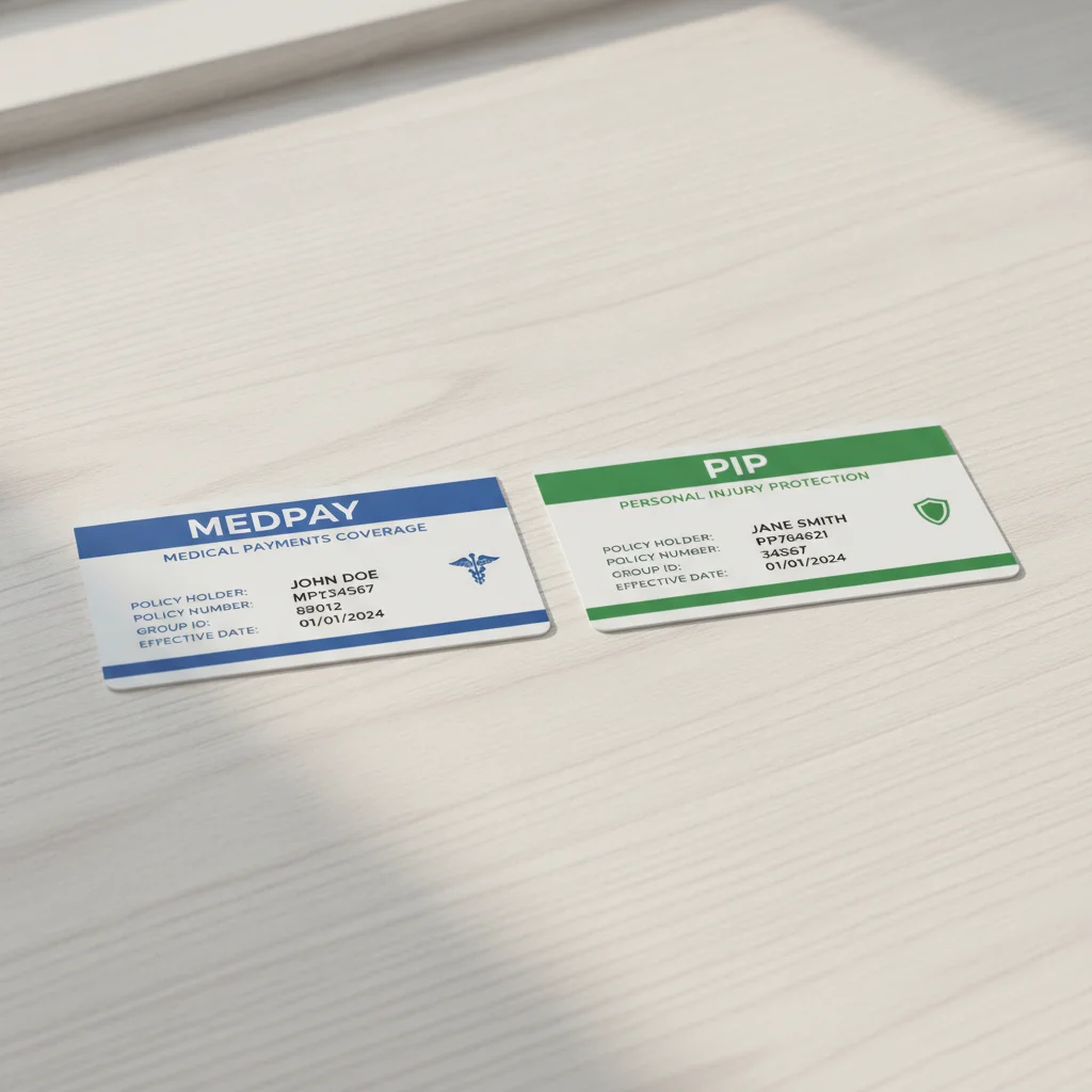 Two auto insurance coverage cards placed side by side showing different coverage types