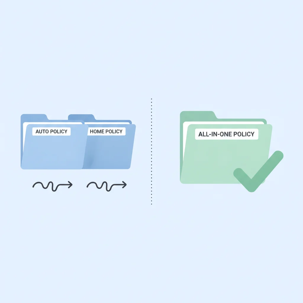 Illustration comparing two separate insurance policies versus one consolidated multi-car policy