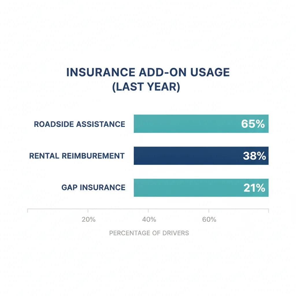 Bar chart showing percentage of policyholders who actually used each optional insurance add-on