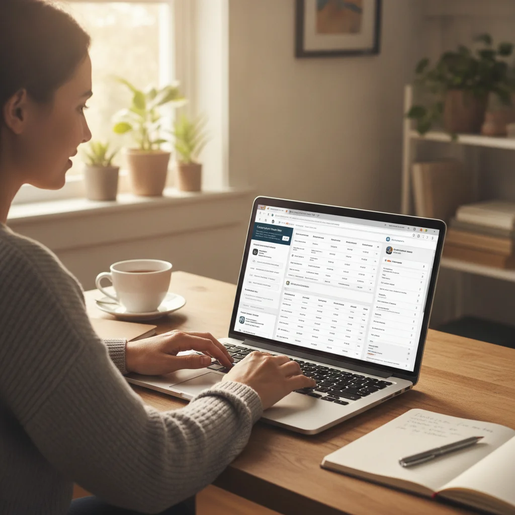 Person comparing auto loan preapproval offers across multiple lender websites on a home laptop