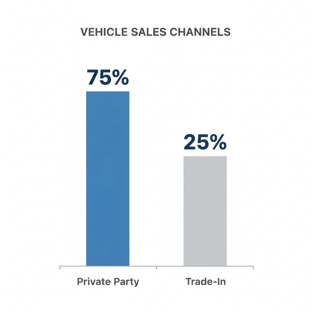 Bar chart comparing private party value versus trade-in value showing a clear dollar gap between the two