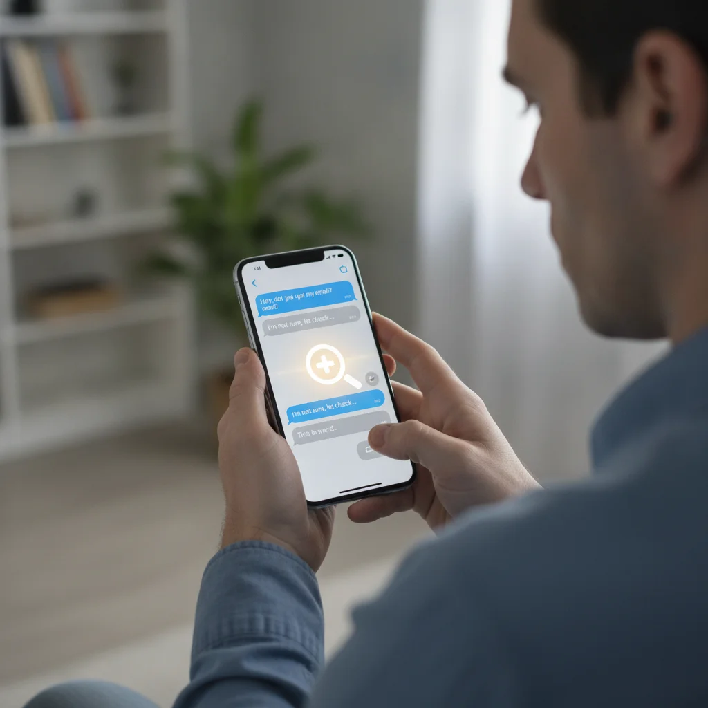 Person reviewing and scrutinizing text messages from a potential car buyer on a smartphone