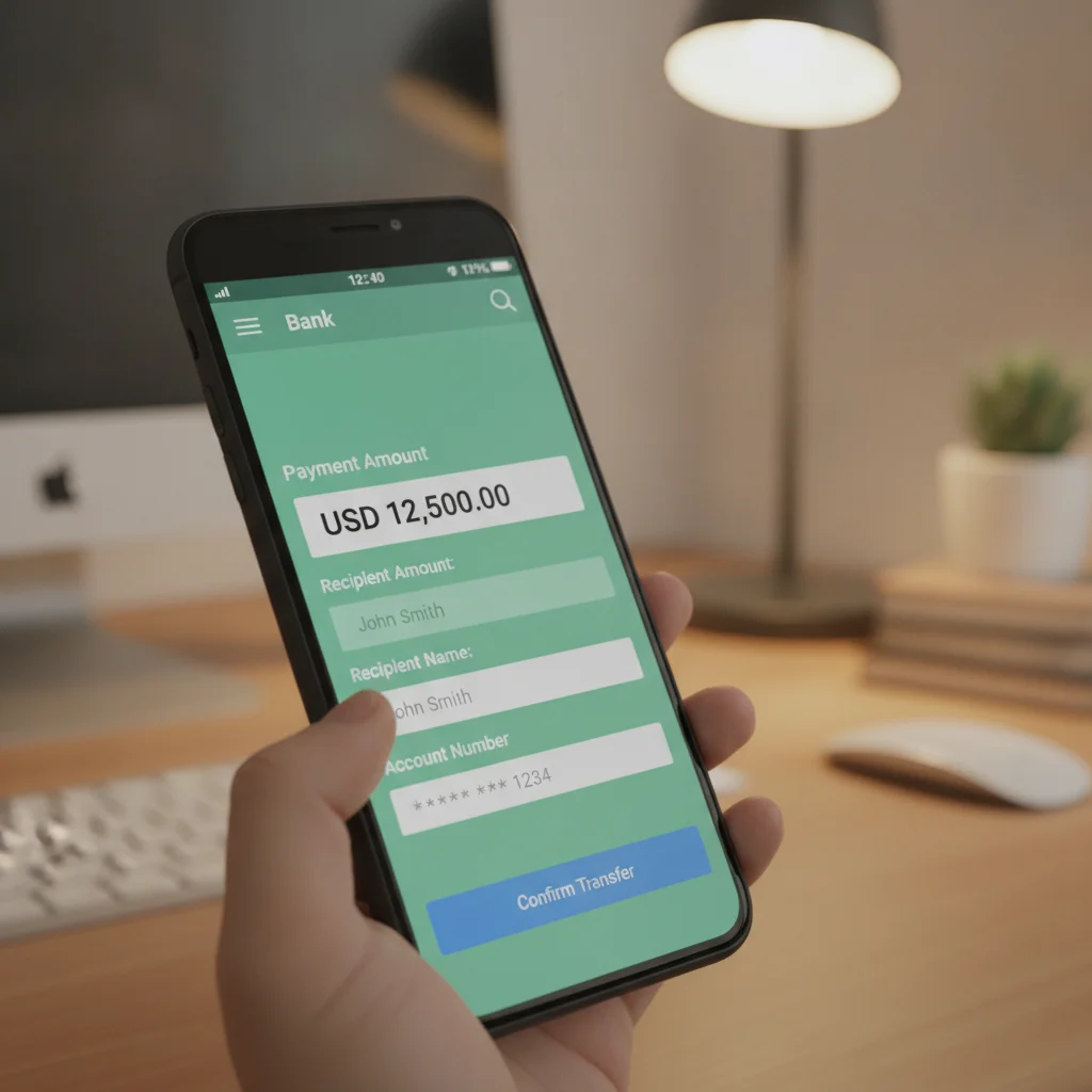 Smartphone screen showing an auto loan payment field with a rounded-up amount entered