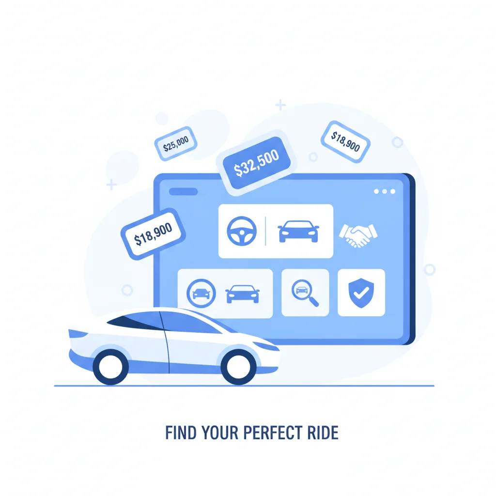 Digital interface showing multiple instant car offer platforms with price tags displayed on screen