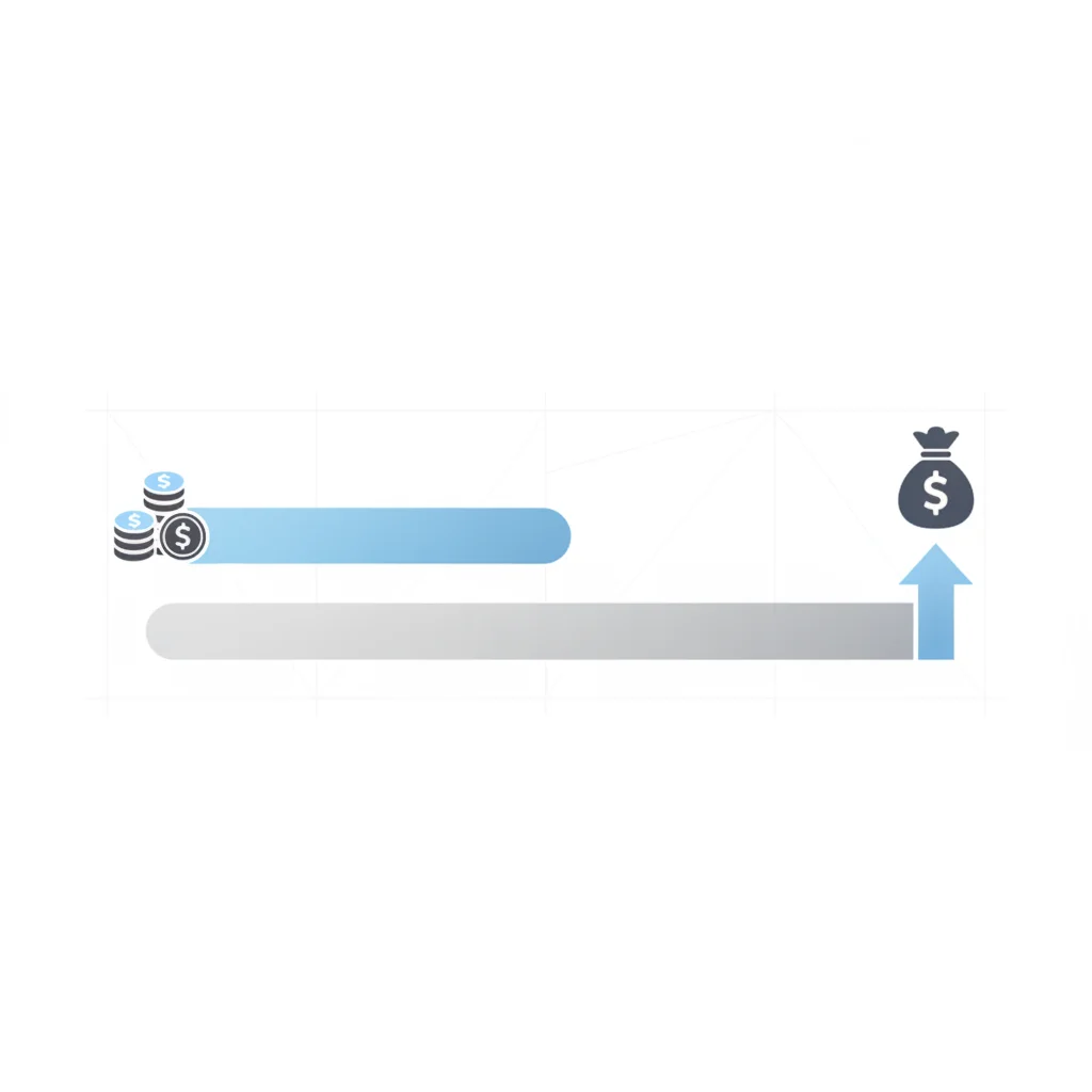 Diagram comparing short and long loan timelines with payment and interest cost indicators