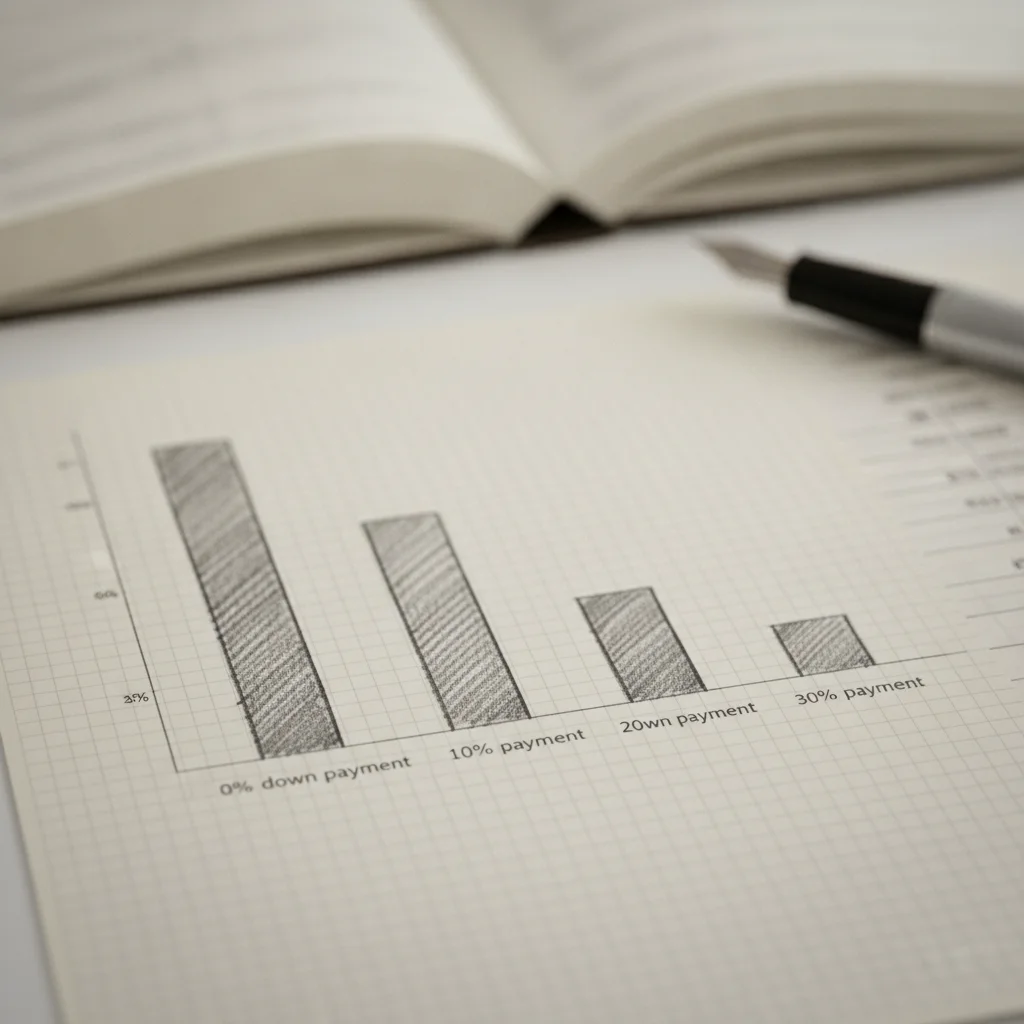Bar chart illustration comparing total interest paid at different down payment percentages