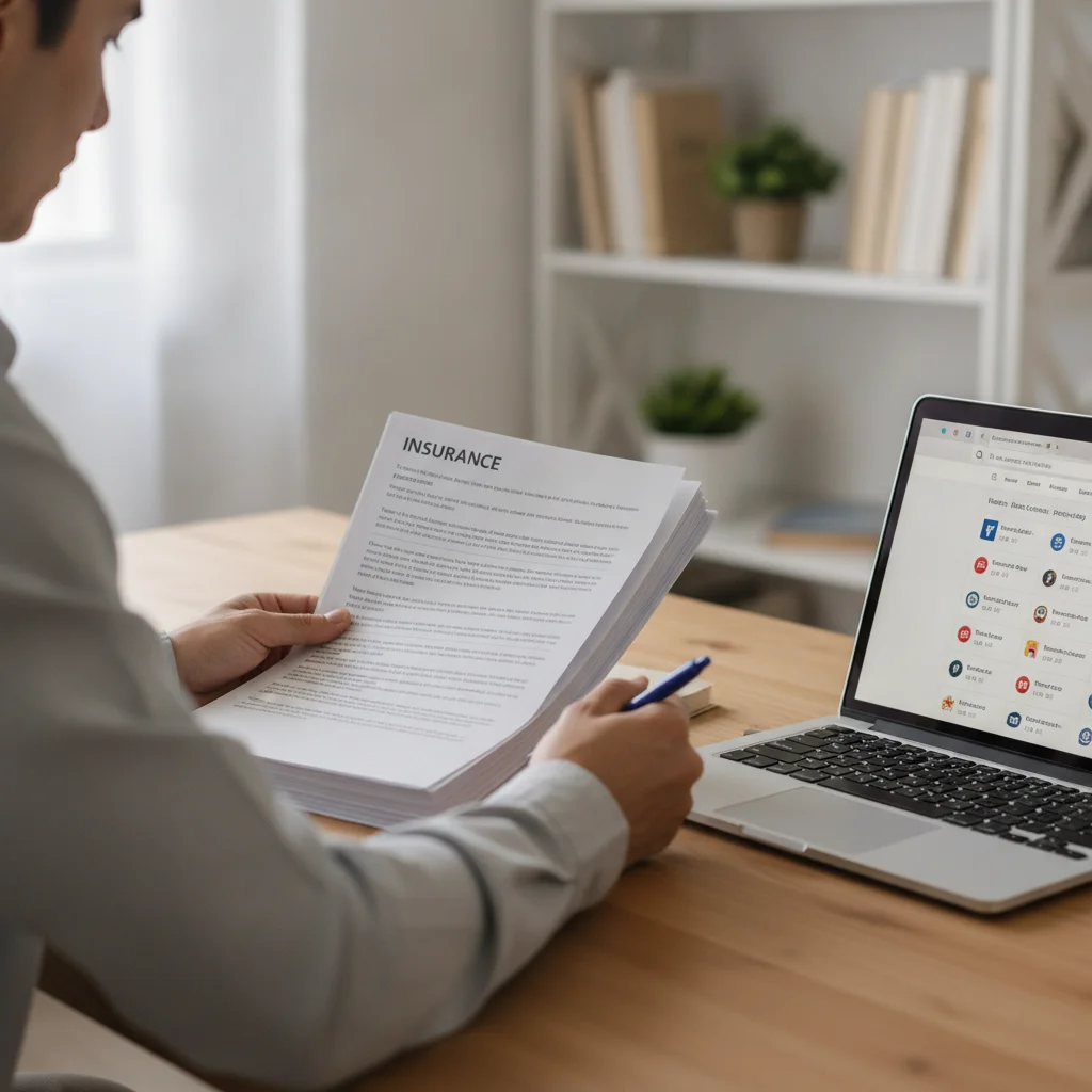 Person comparing auto insurance quotes on a laptop after receiving a speeding ticket