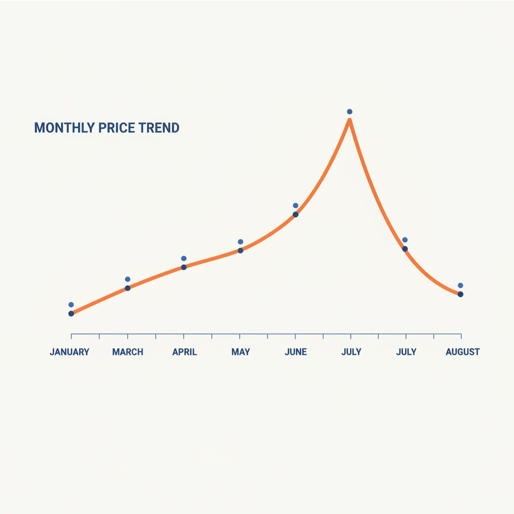 Price curve graph showing used car prices rising sharply in spring and declining after June