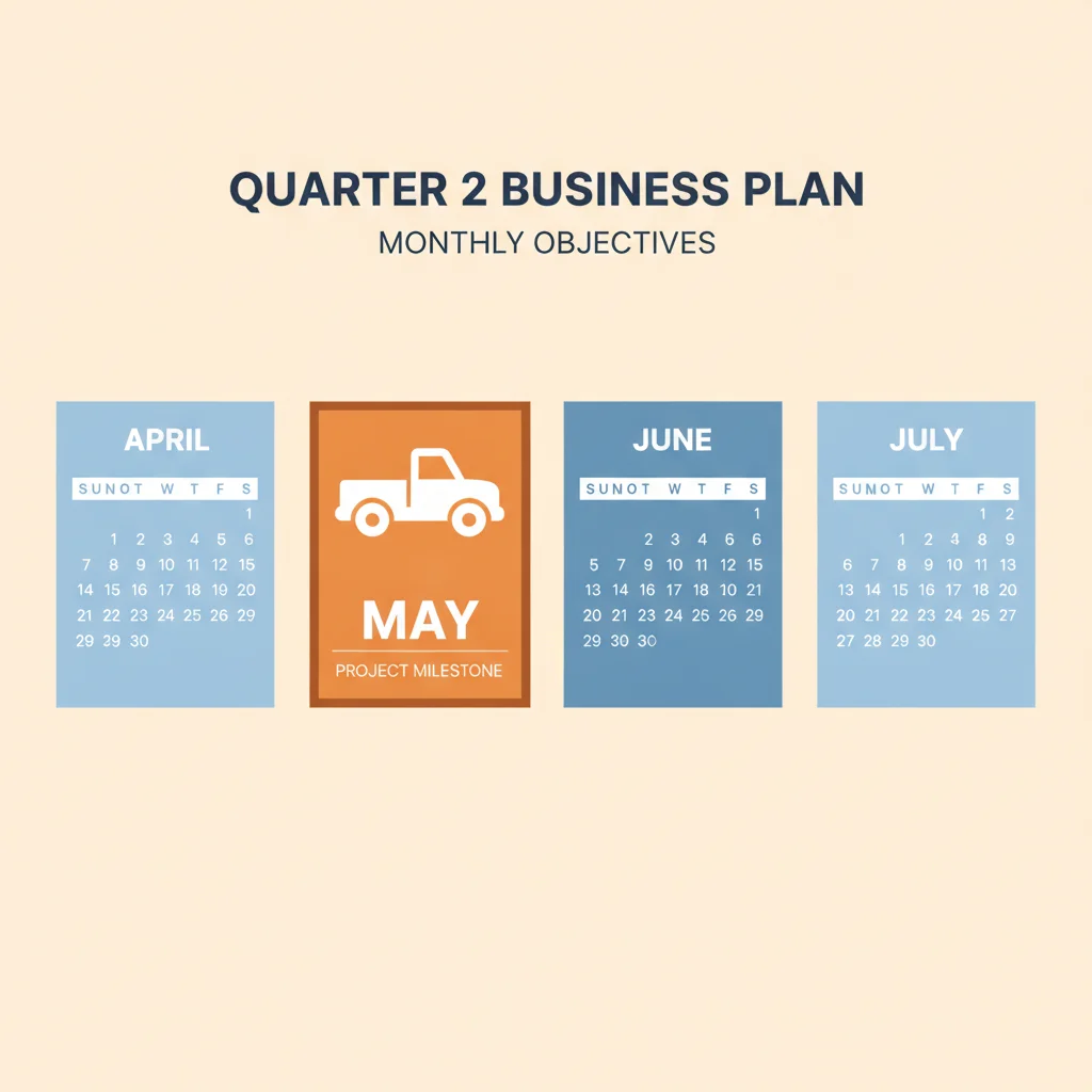 Calendar highlighting May as the optimal month to list a pickup truck for sale