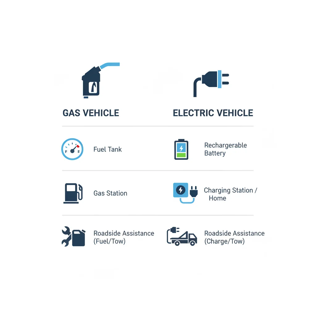 Infographic comparing insurance coverage differences between gas vehicles and electric vehicles.