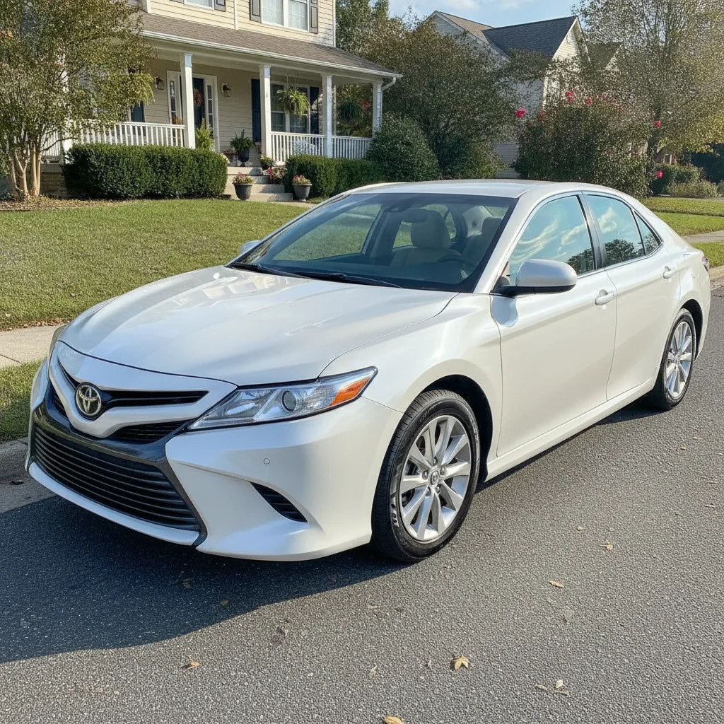Well-maintained three-year-old sedan parked on a suburban street in good condition
