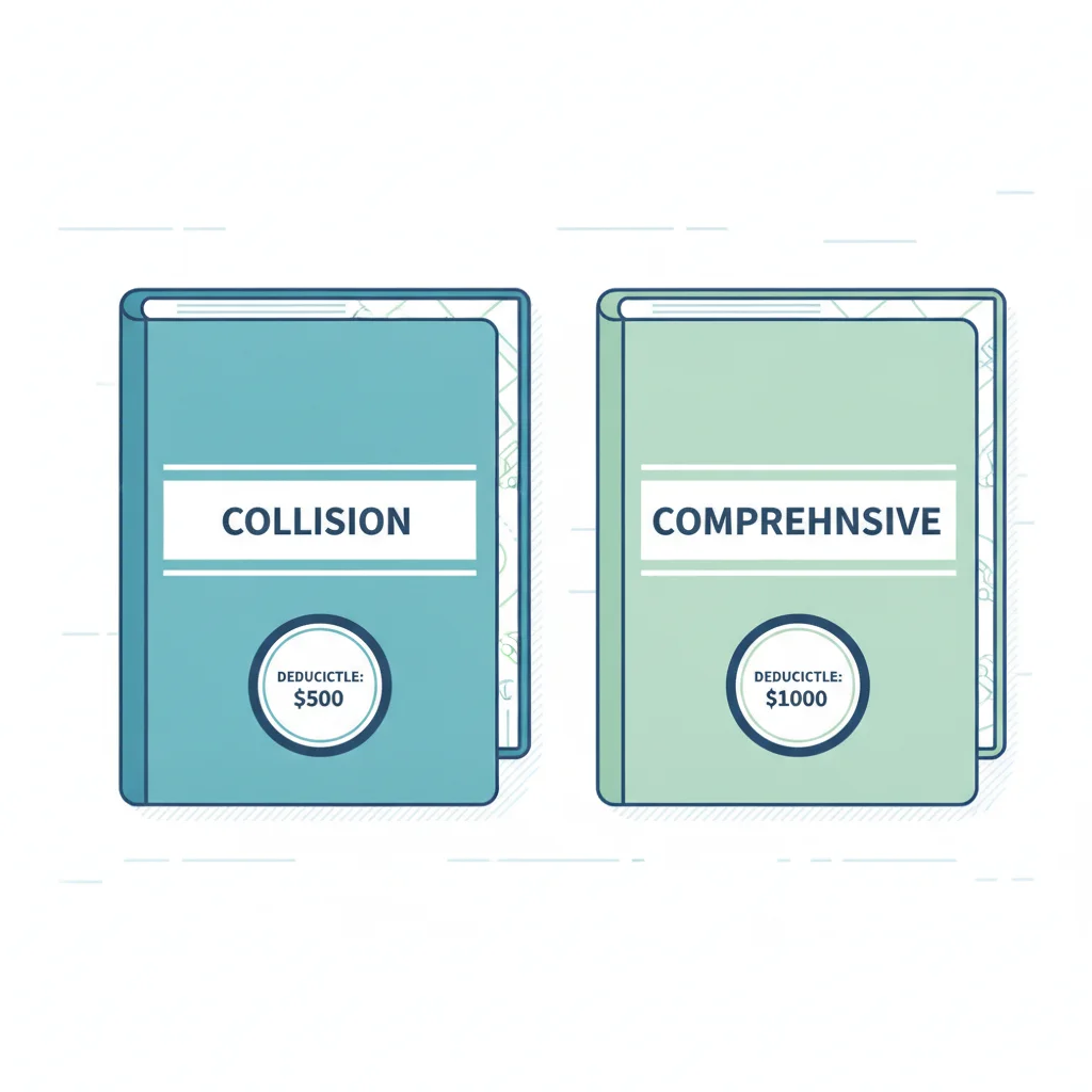 Two auto insurance policy binders for collision and comprehensive coverage showing different deductible amounts