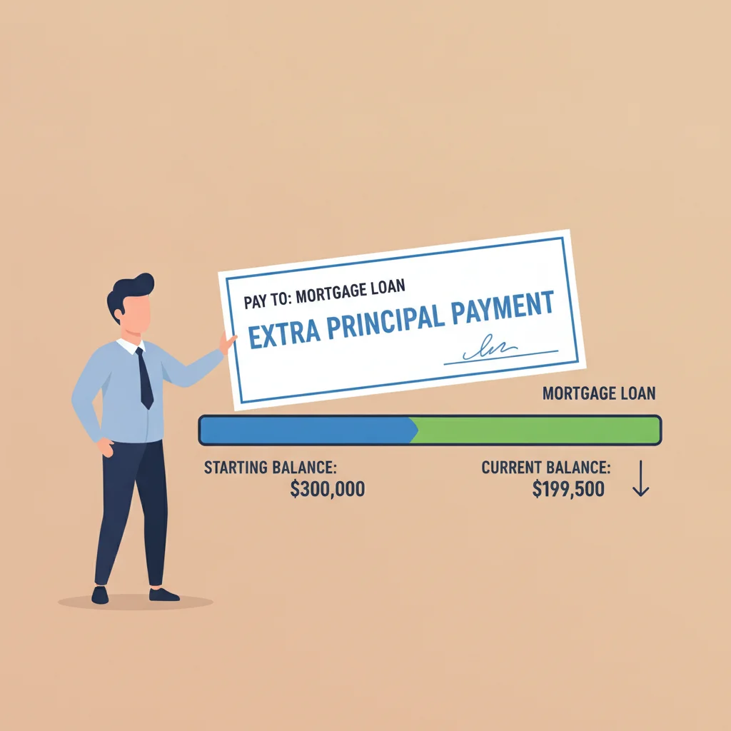 Illustration of a borrower making an extra loan payment to reduce remaining principal balance