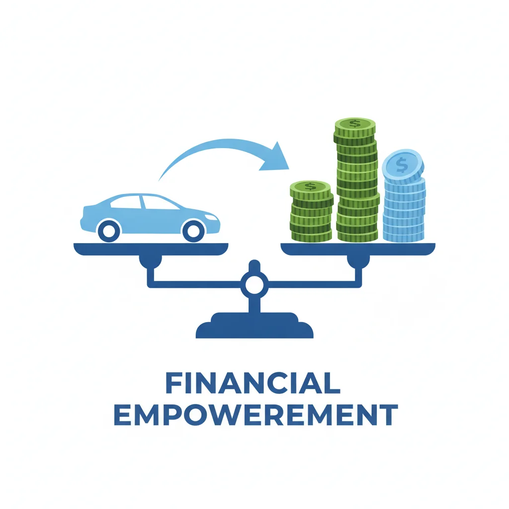 An illustration showing a car balanced against a down payment on a scale, representing loan-to-value ratio