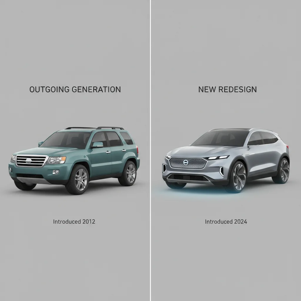 Side-by-side comparison of an outgoing vehicle generation and its newly redesigned successor