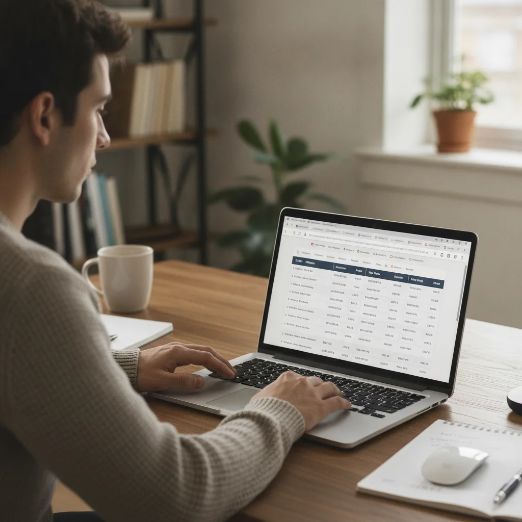 A car buyer comparing prices across multiple dealer websites on a laptop at home