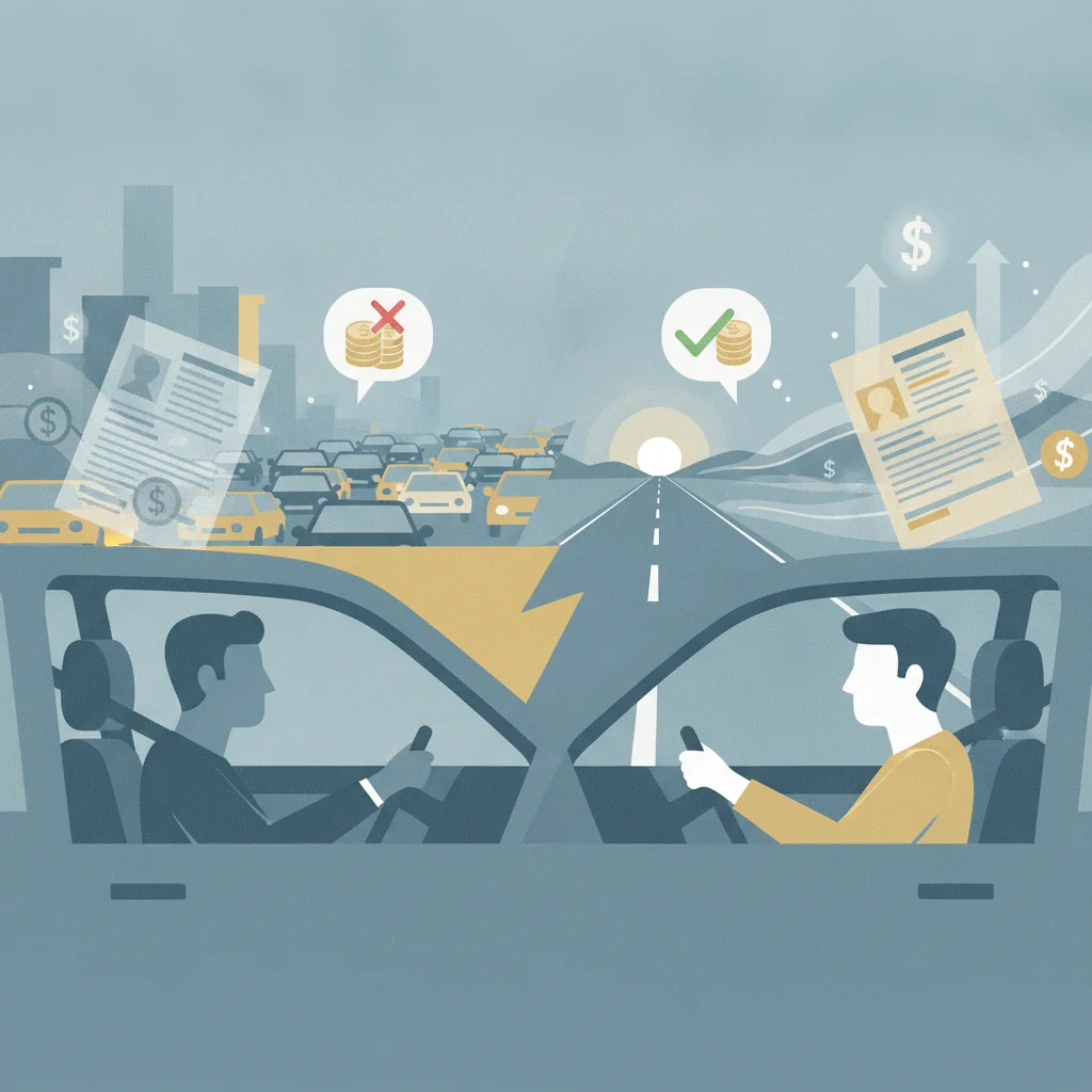 Two contrasting driver scenarios — urban commuter and rural highway driver — illustrating different insurance risk profiles