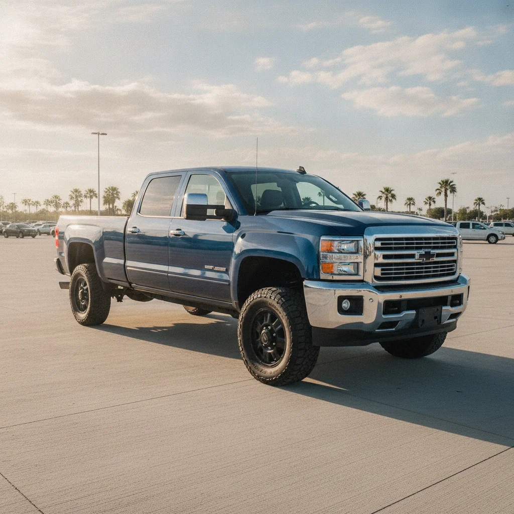 A well-maintained used full-size pickup truck parked outdoors on a sunny day