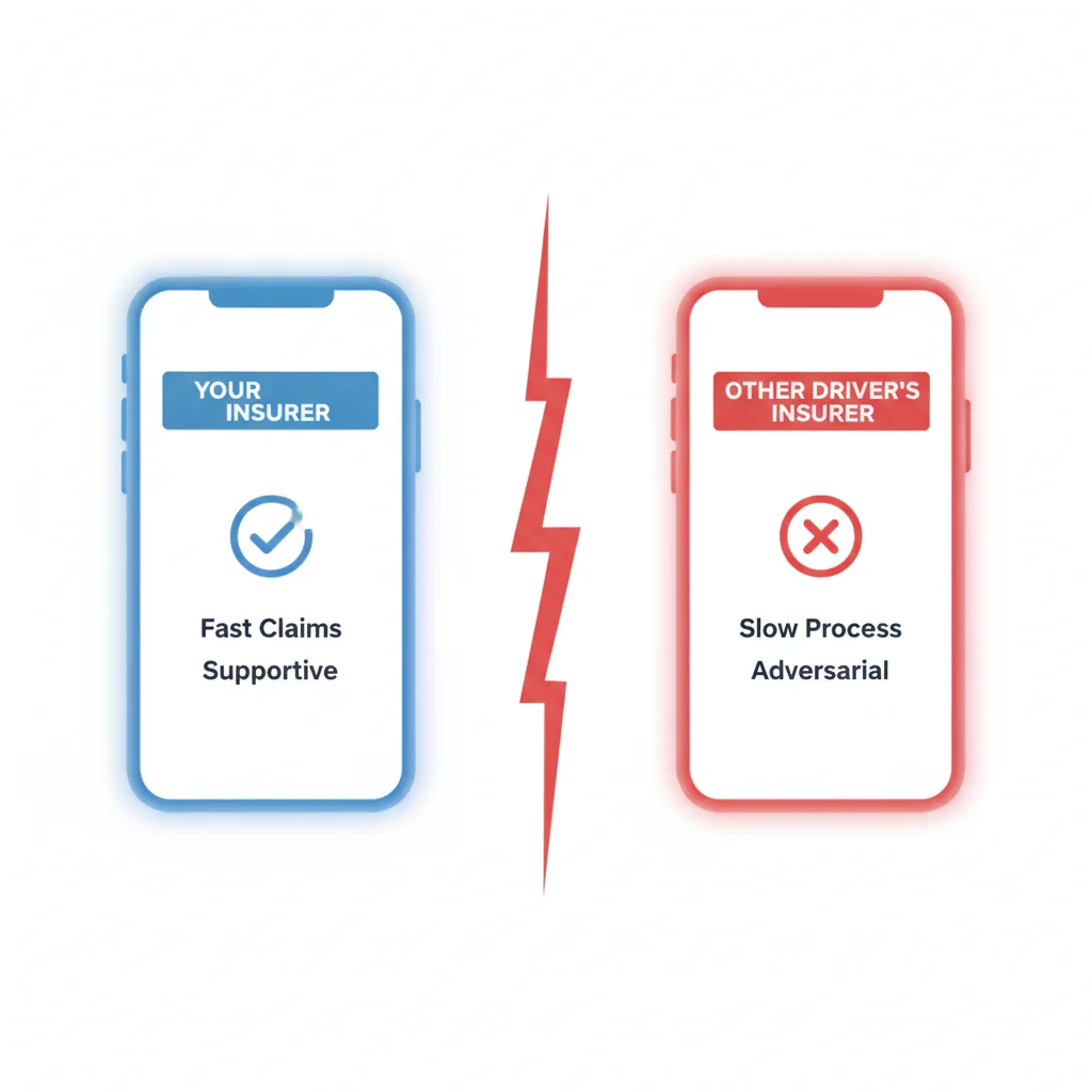 Infographic comparing obligations when speaking to your own insurer versus the other driver's insurer