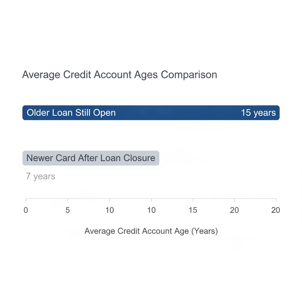 Bar chart showing how average account age changes when an older installment loan is closed versus a newer one