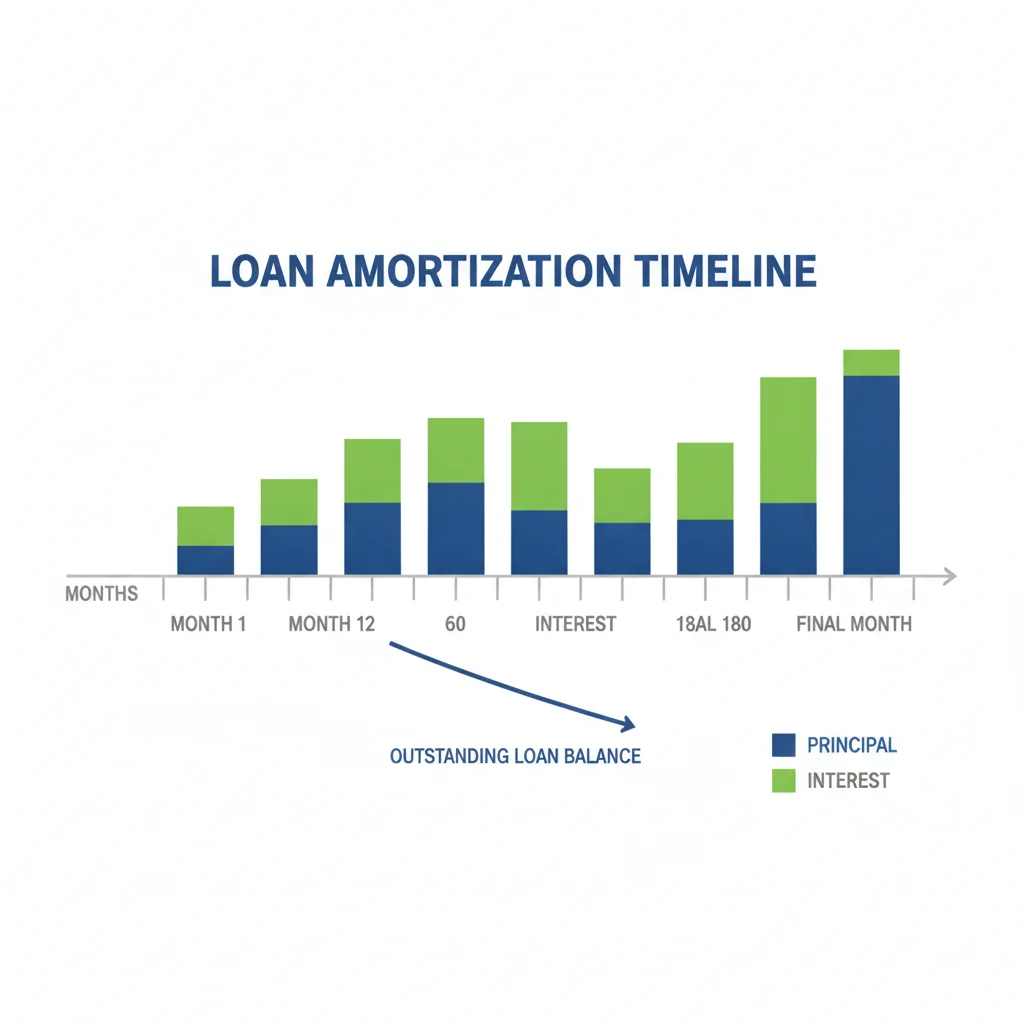 Amortization chart showing how interest and principal portions shift over the life of a car loan
