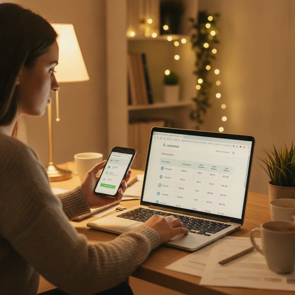 Driver comparing new auto insurance quotes online after receiving a cancellation notice